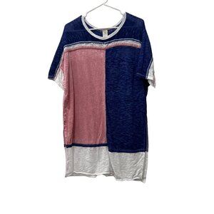 We The Free by Free People Charleston ColorBlock Oversized Tunic Blue/Pink/White